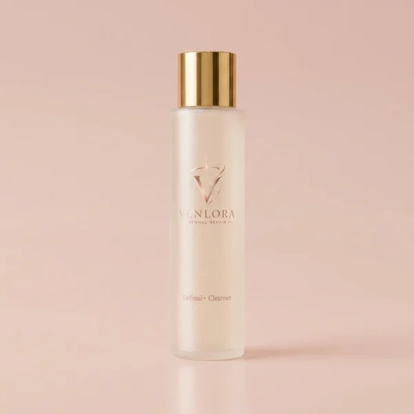 Pro Defense Gentle Cleanser Venlora Pro Defense Gentle Cleanser in a frosted 200 ml bottle with gold disc top